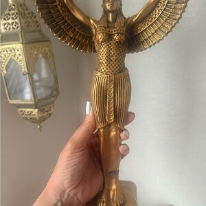 Gold Egyptian Winged Isis Goddess Statue - Decorative Home & Altar Art
